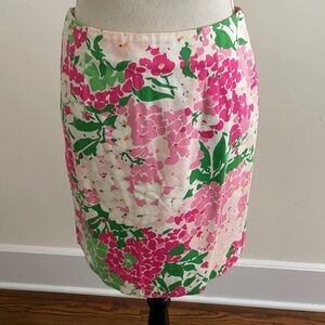 Ralph Lauren Pink and Green Floral Skirt Sz 2
